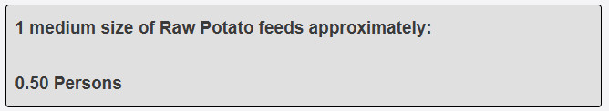 1 medium size of Raw Potato feeds approximately