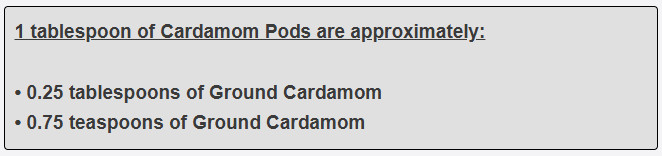 1 tablespoon of Cardamom Pods are approximately