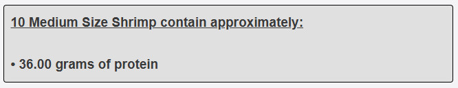 10 Medium Size Shrimp contain approximately