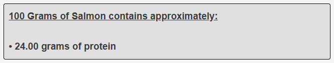 100 Grams of Salmon contains approximately