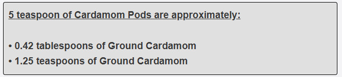5 teaspoon of Cardamom Pods are approximately