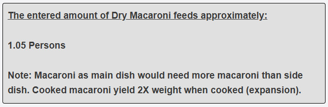 How many person can my 45 grams of macaroni as side dish feed