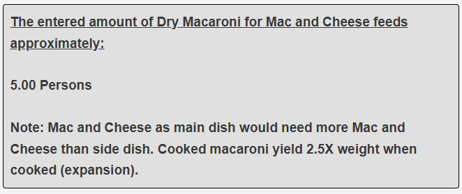 How many persons will my 10 ounces of mac and cheese as side dish feed