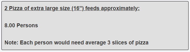 How many persons will my 2 extra-large size 16-inch pizza feed