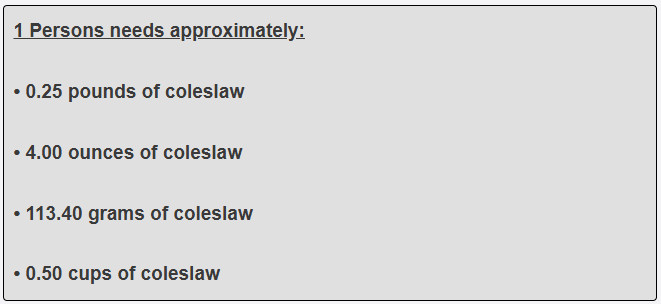 How much coleslaw is needed for 1 guest
