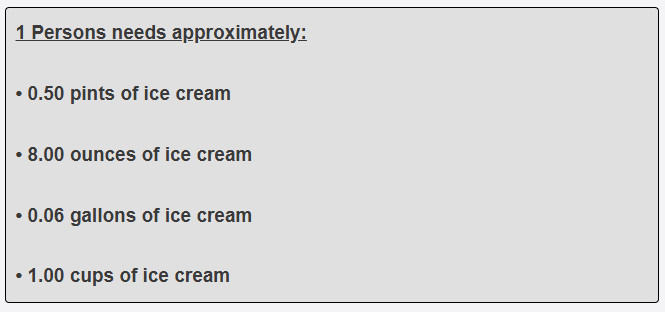 How much ice cream is needed for one person