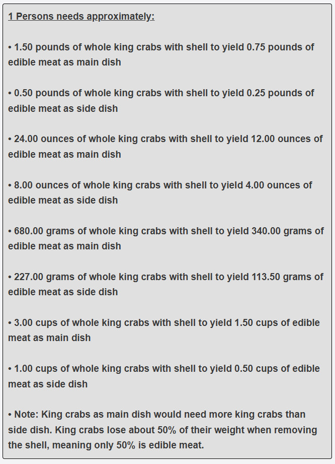 How much king crab per one guest