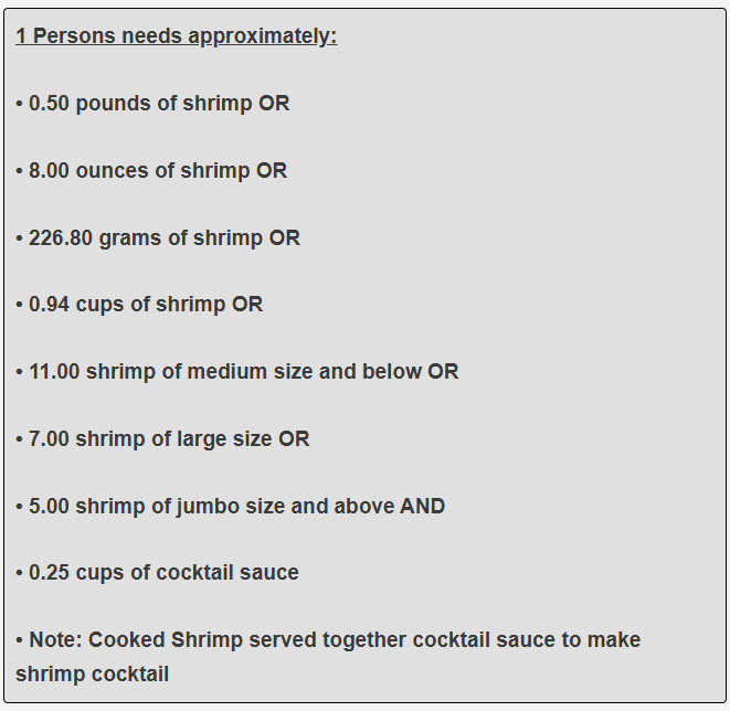 How much shrimp cocktail per one guest