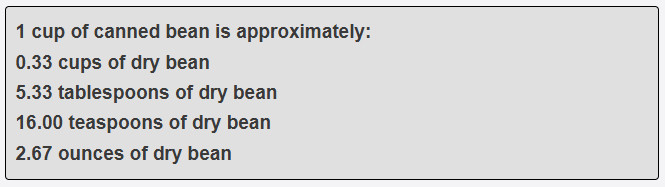 1 cup of canned bean is approximately