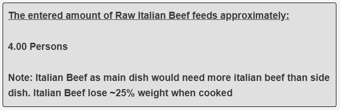 1 pound of Italian beef as side dish feed