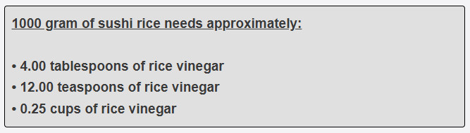 1000 gram of sushi rice needs approximately