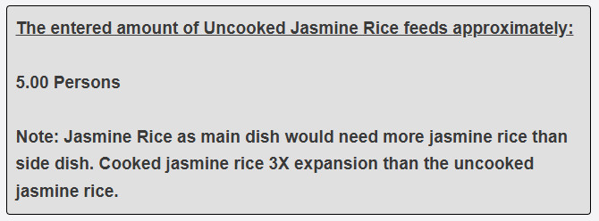 250 grams of jasmine rice as side dish feed
