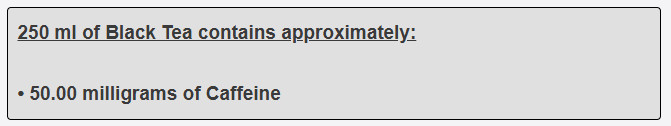 250 ml of Black Tea contains approximately