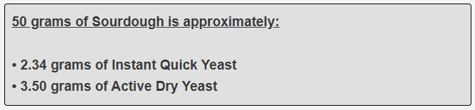 50 grams of Sourdough is approximately