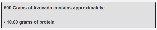 500 Grams of Avocado contains approximately