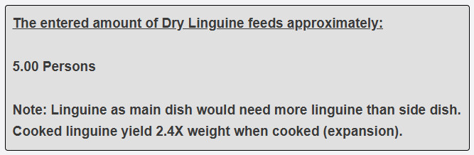 500 grams of linguine as main dish feed
