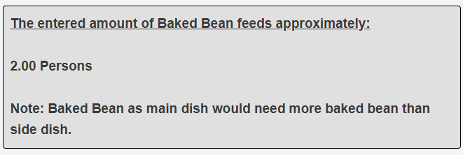 How many persons does a 1 cup of baked bean as main dish feed