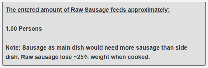 How many persons does a 1 cup of sausage as main dish feed
