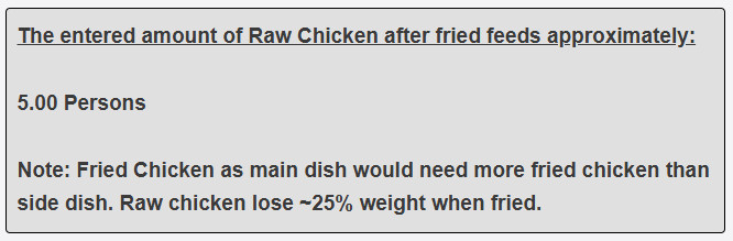 How many persons does a 10 pieces of fried chicken as main dish feed