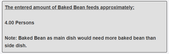 How many persons will my 300 grams of baked bean as side dish feed