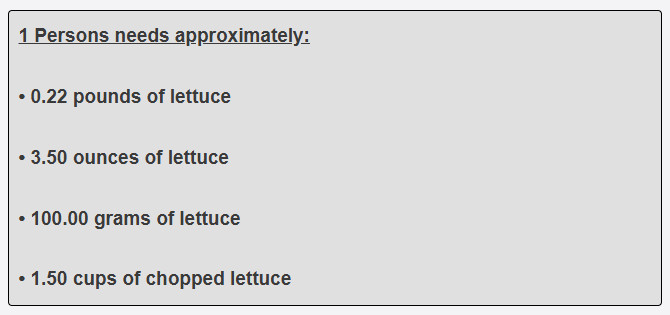How much lettuce is needed per one guest