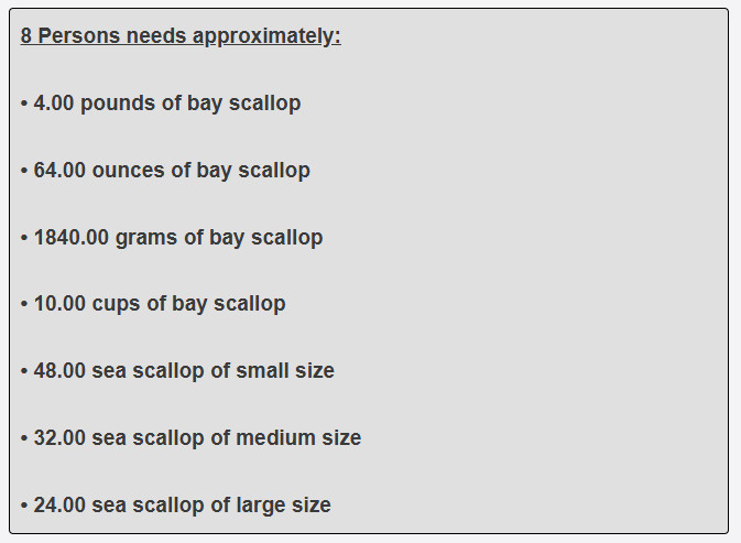 How much scallop is needed for 8 persons