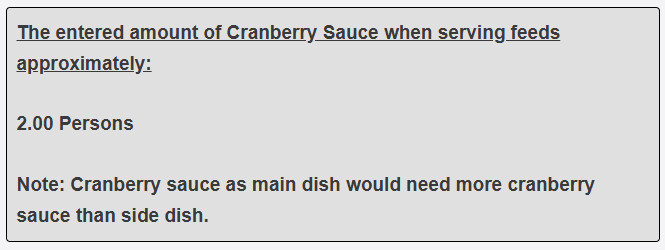 one cup of cranberry sauce as main dish feed