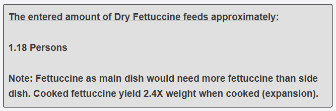single cup of fettuccine as main dish feed