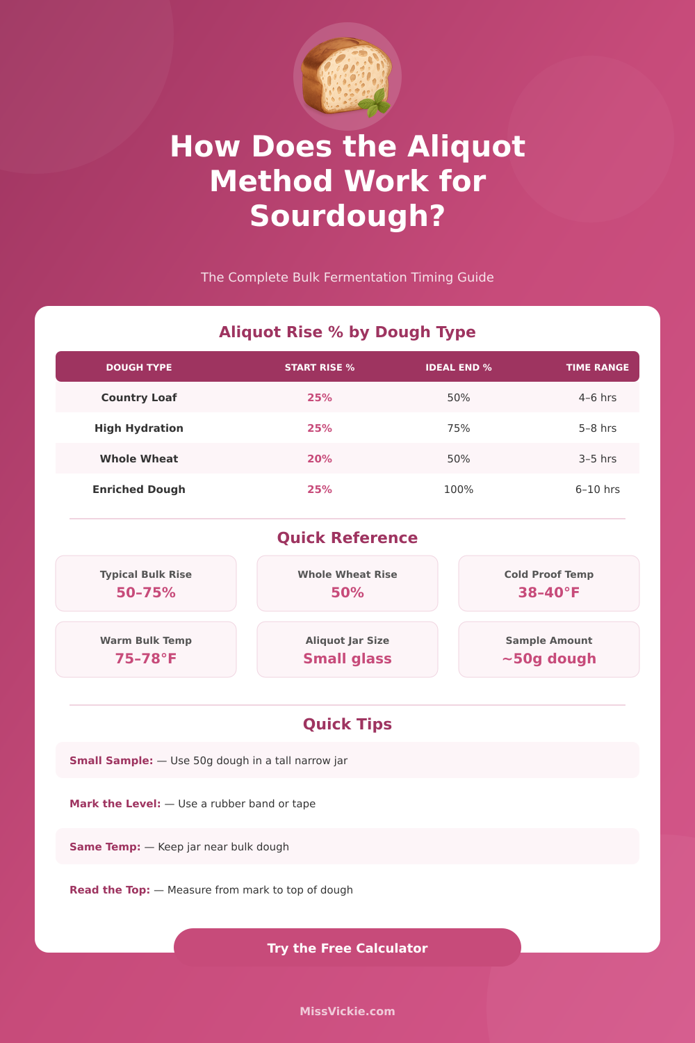Aliquot Method Sourdough Calculator: Perfect Fermentation Timing