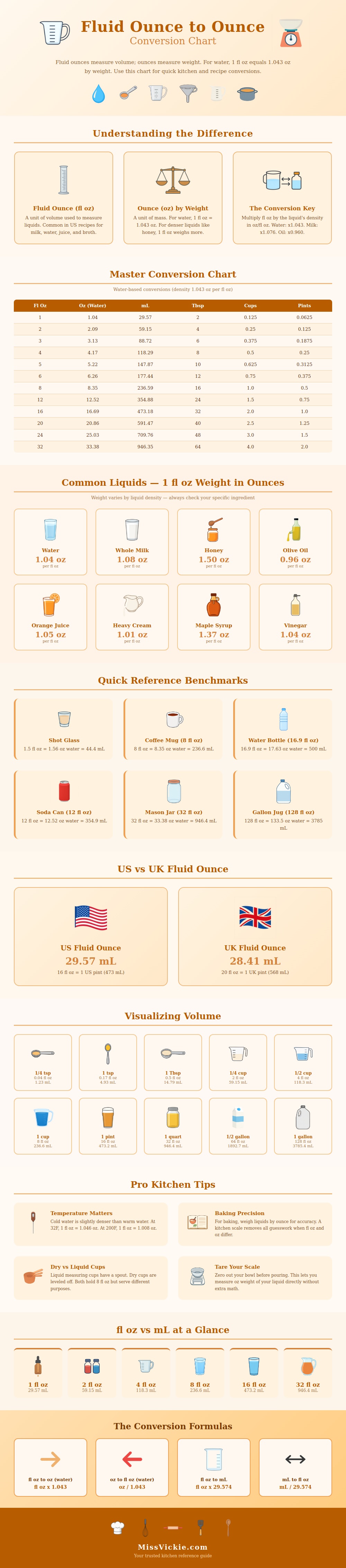 Fluid Ounce To Ounce Conversion Chart
