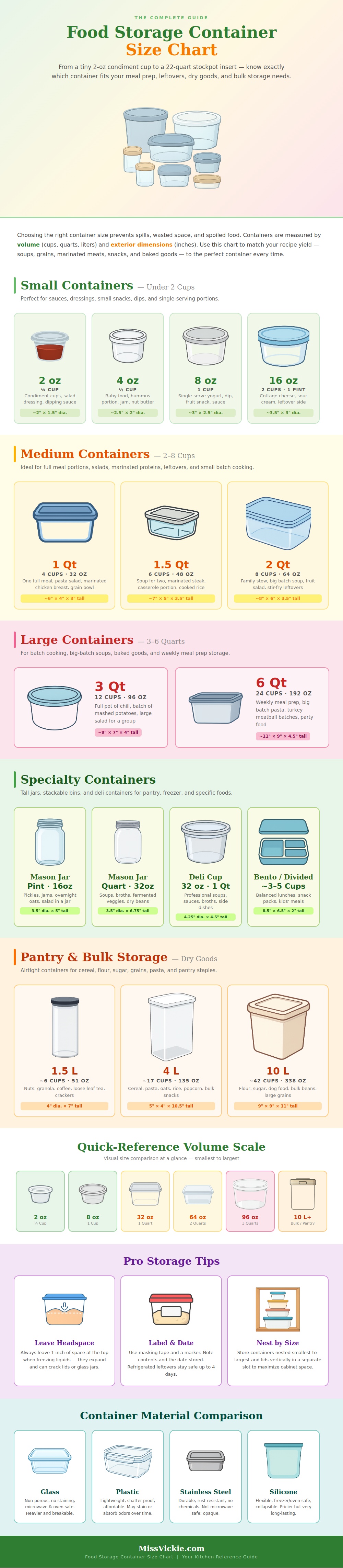 Food Storage Container Size Chart