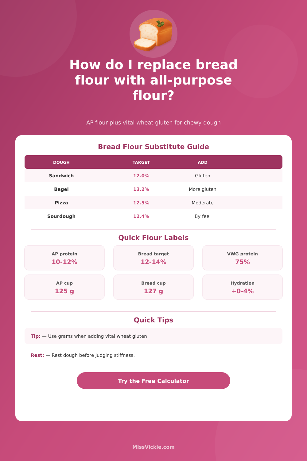 Bread Flour to All-Purpose Flour Conversion Calculator