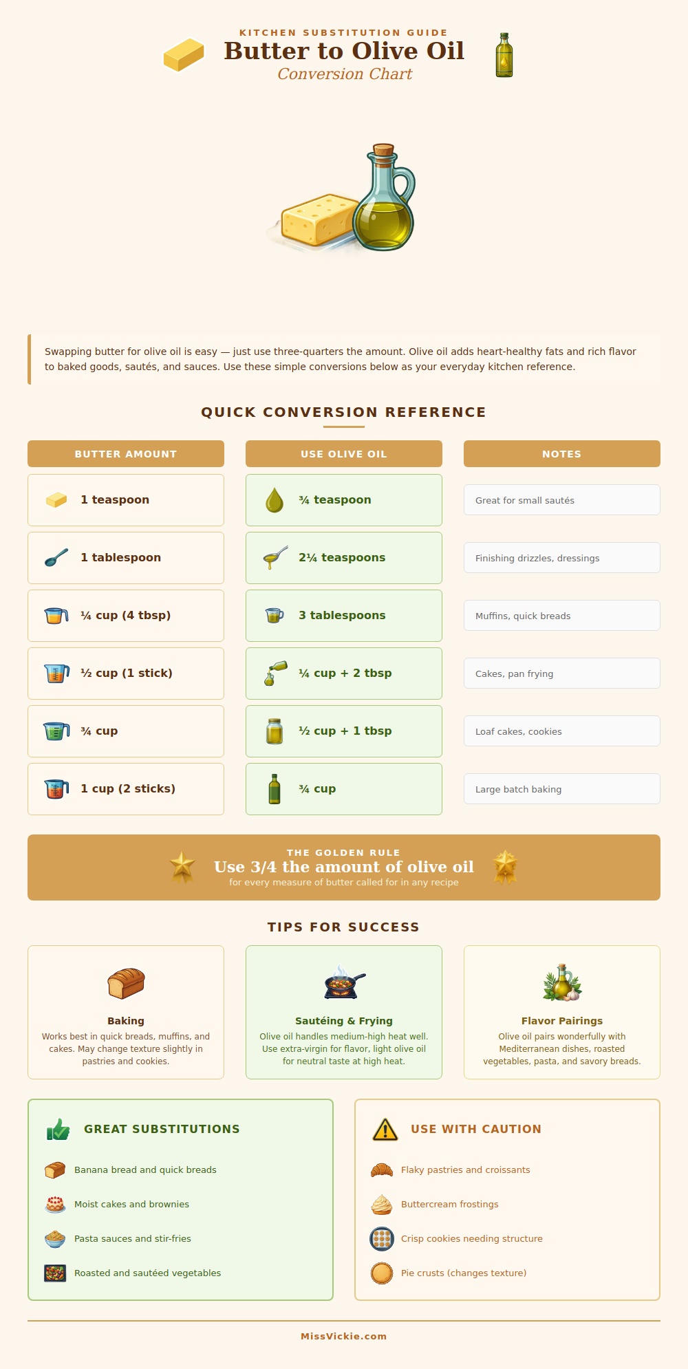 Butter To Olive Oil Conversion Chart