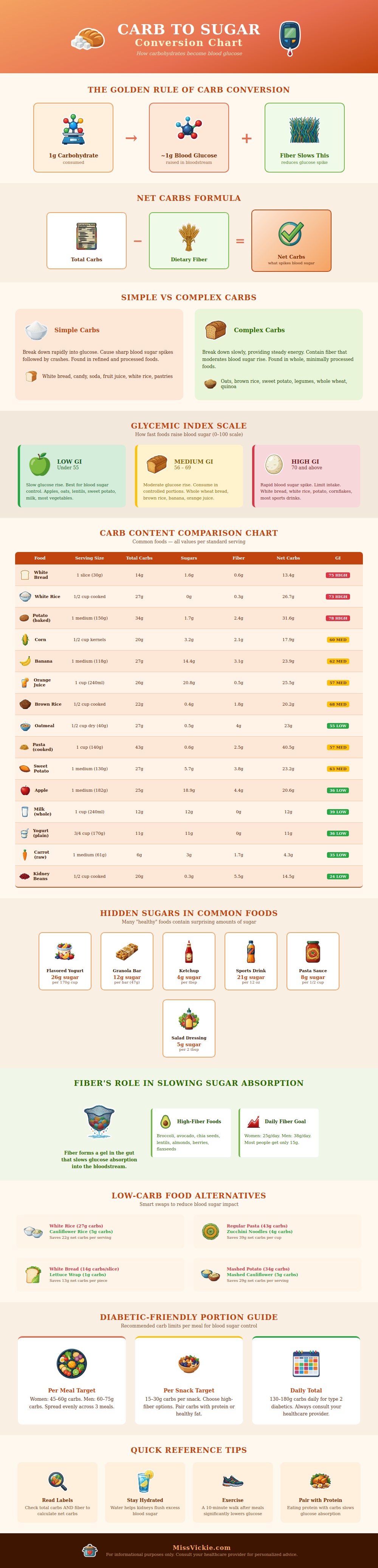 Carb To Sugar Conversion Chart