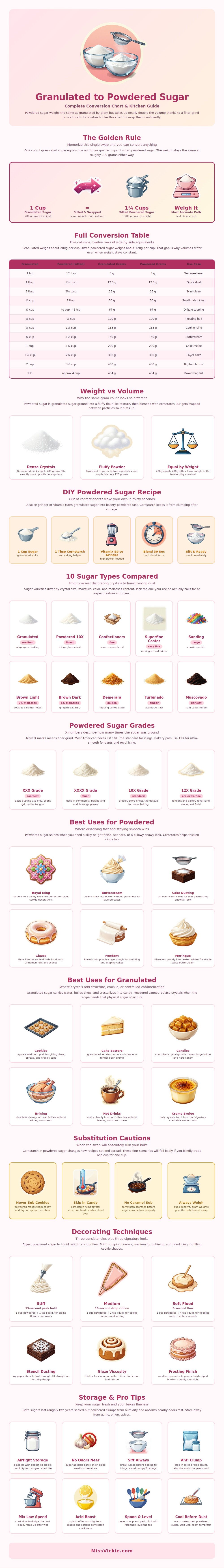 Granulated Sugar To Powdered Sugar Conversion Chart