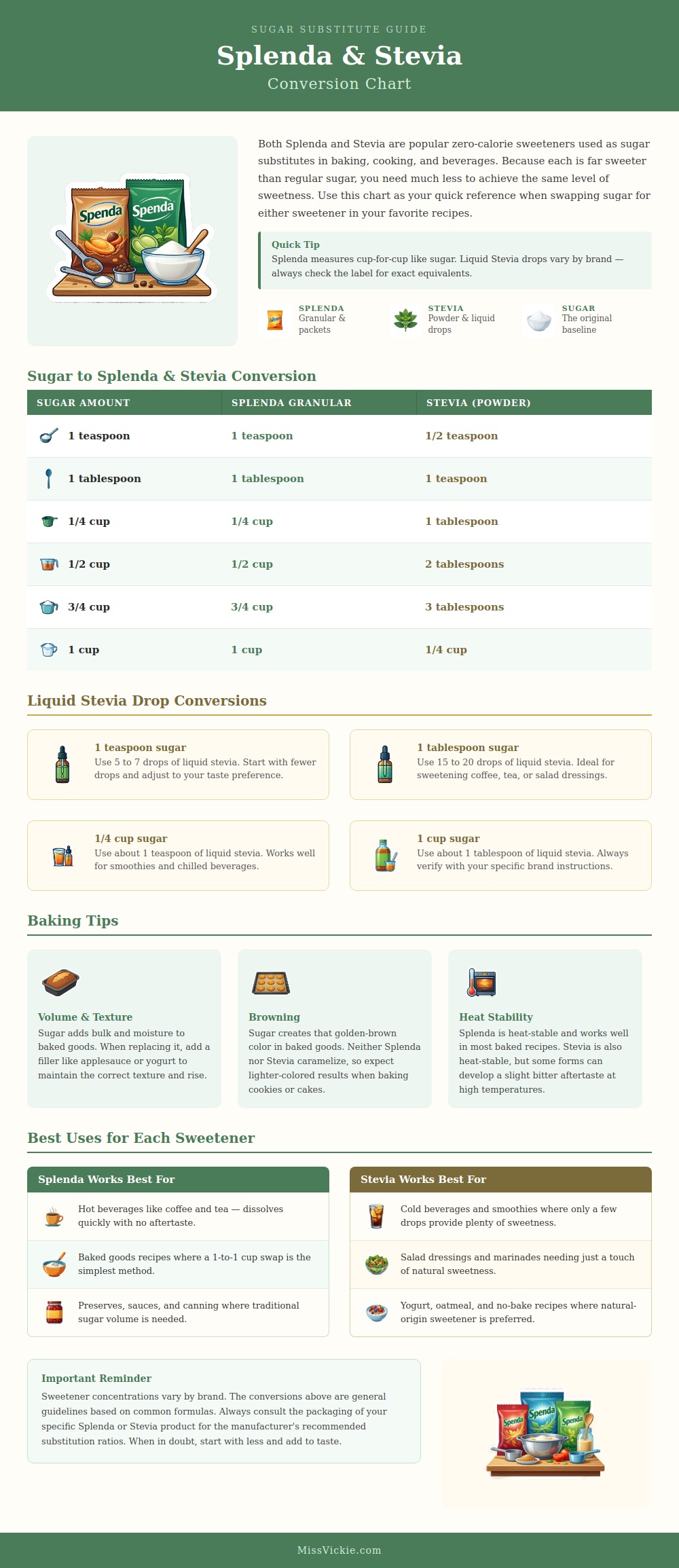 Splenda Stevia Conversion Chart