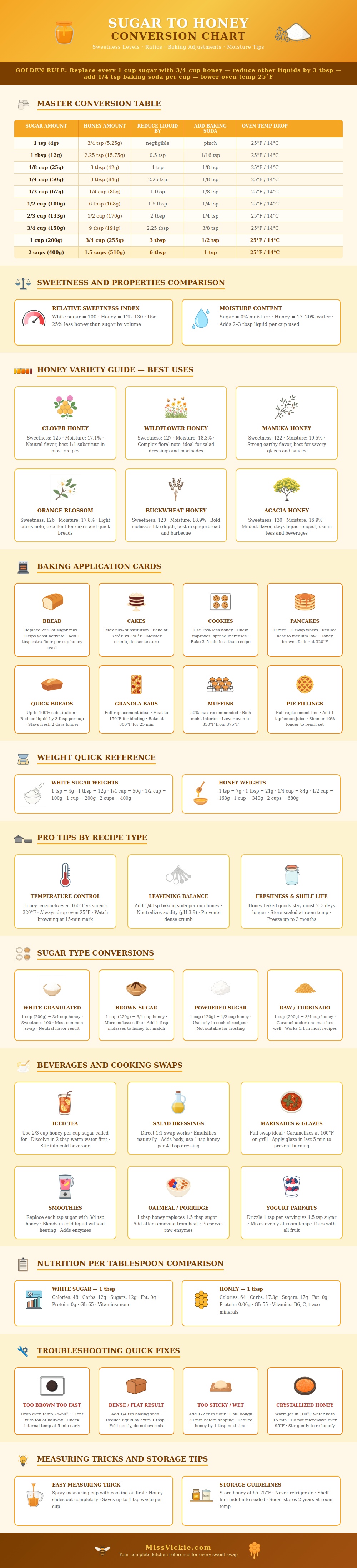 Sugar Honey Conversion Chart