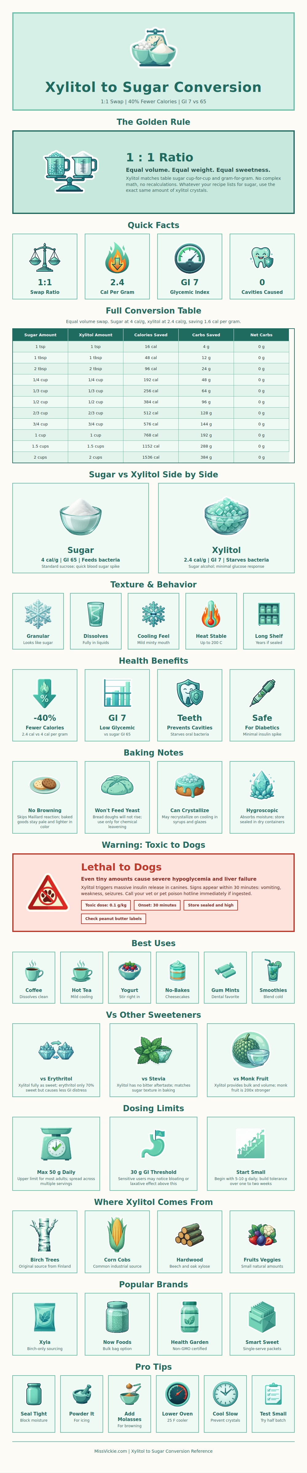 Xylitol To Sugar Conversion Chart