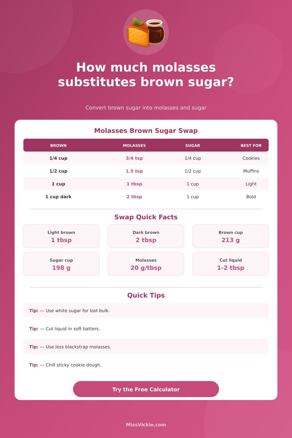 How Much Molasses to Substitute for Brown Sugar