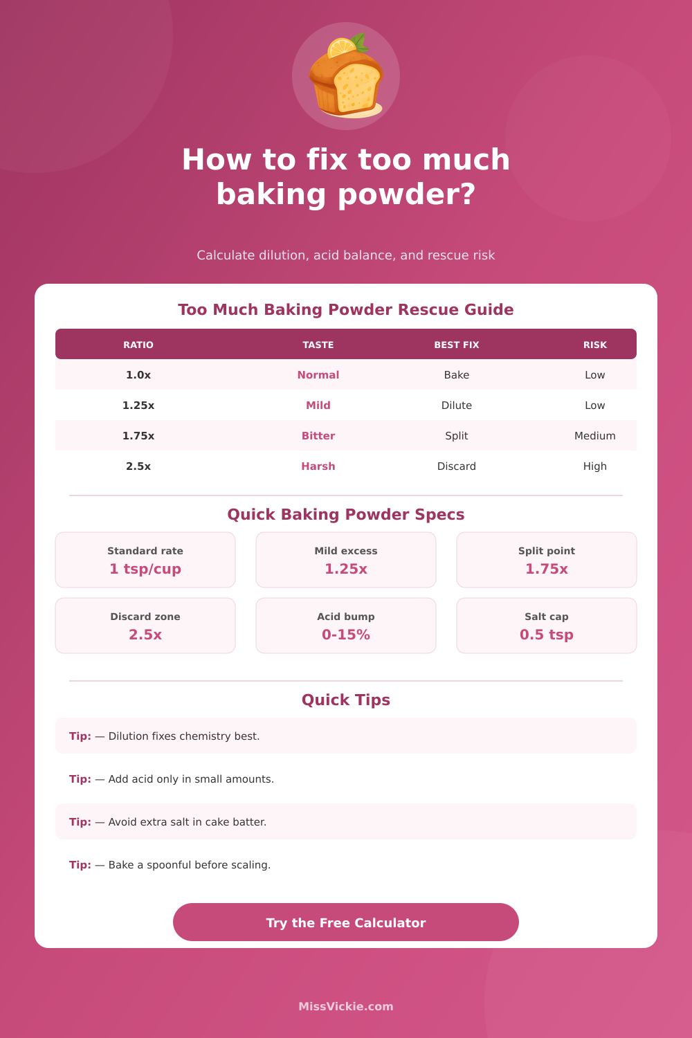 How To Fix Too Much Baking Powder Calculator