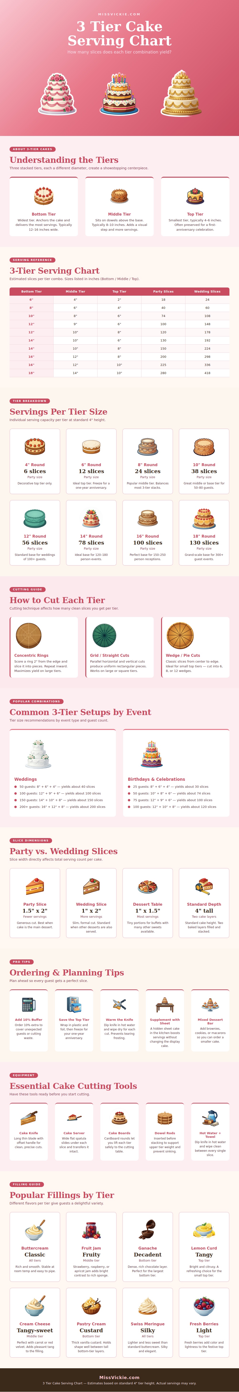 3 Tier Cake Serving Chart