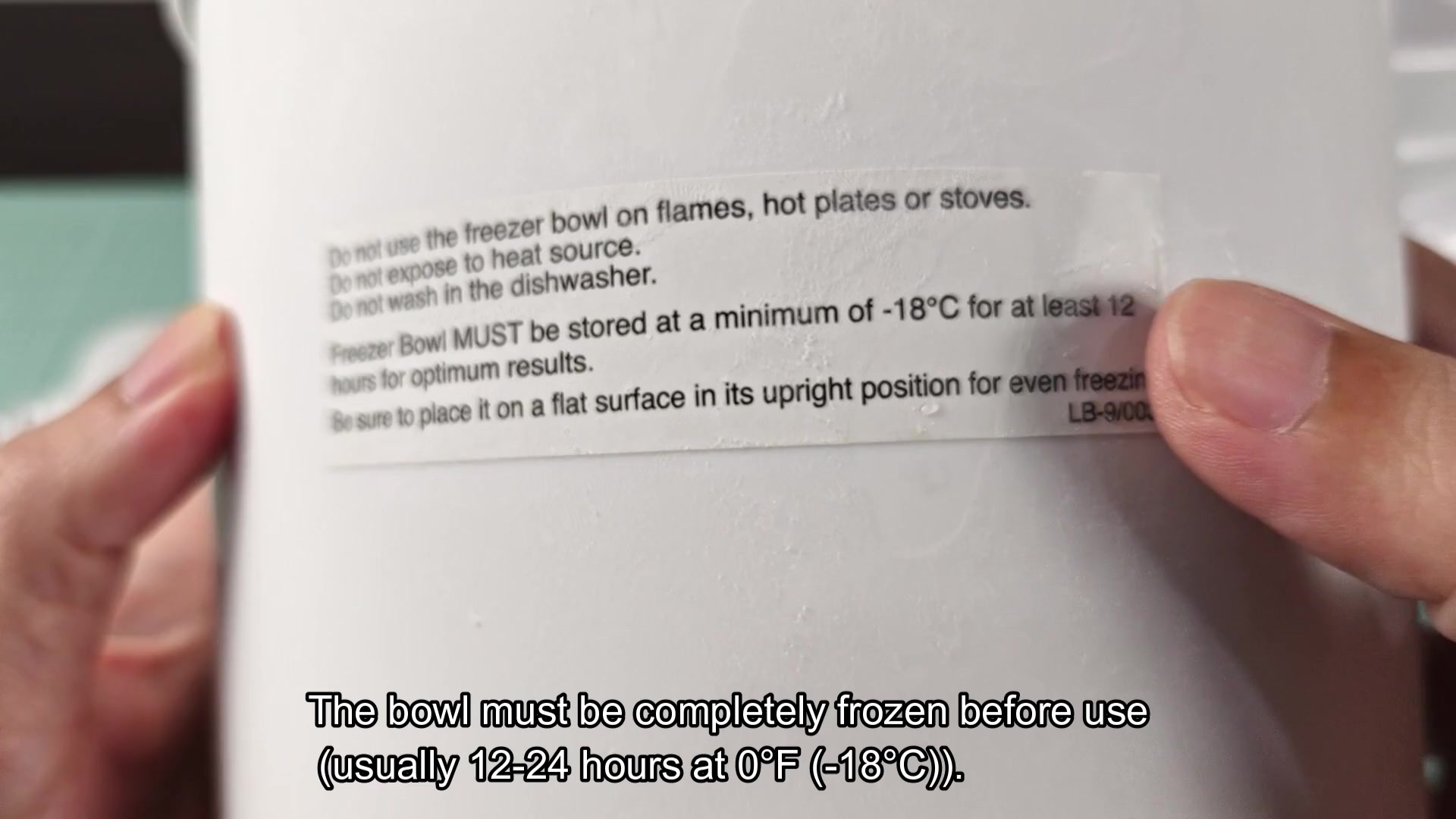 Bowl instructions for freezing time Bowl instructions for freezing time
