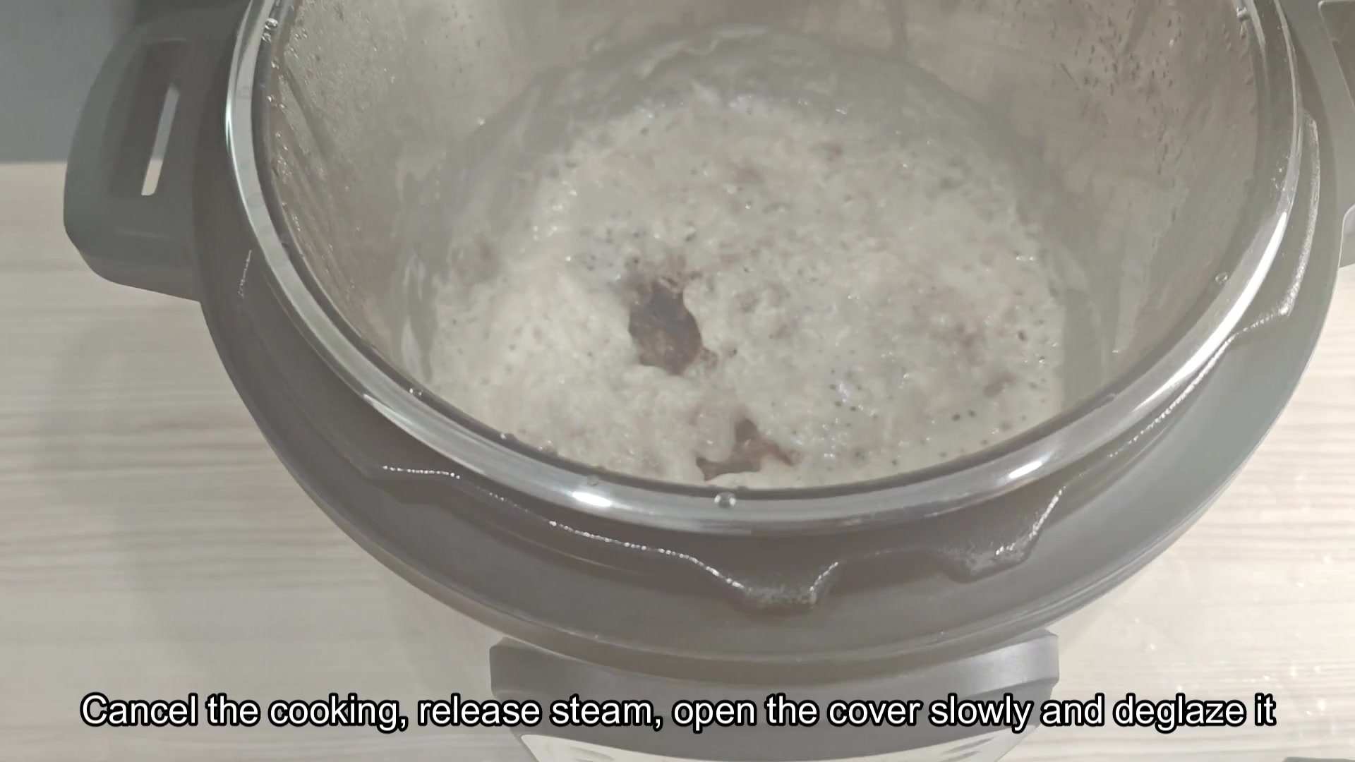 Browned bits visible in creamy mixture Browned bits visible in creamy mixture