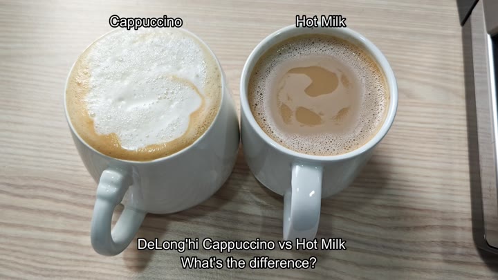 Cappuccino and hot milk side by side Cappuccino and hot milk side by side