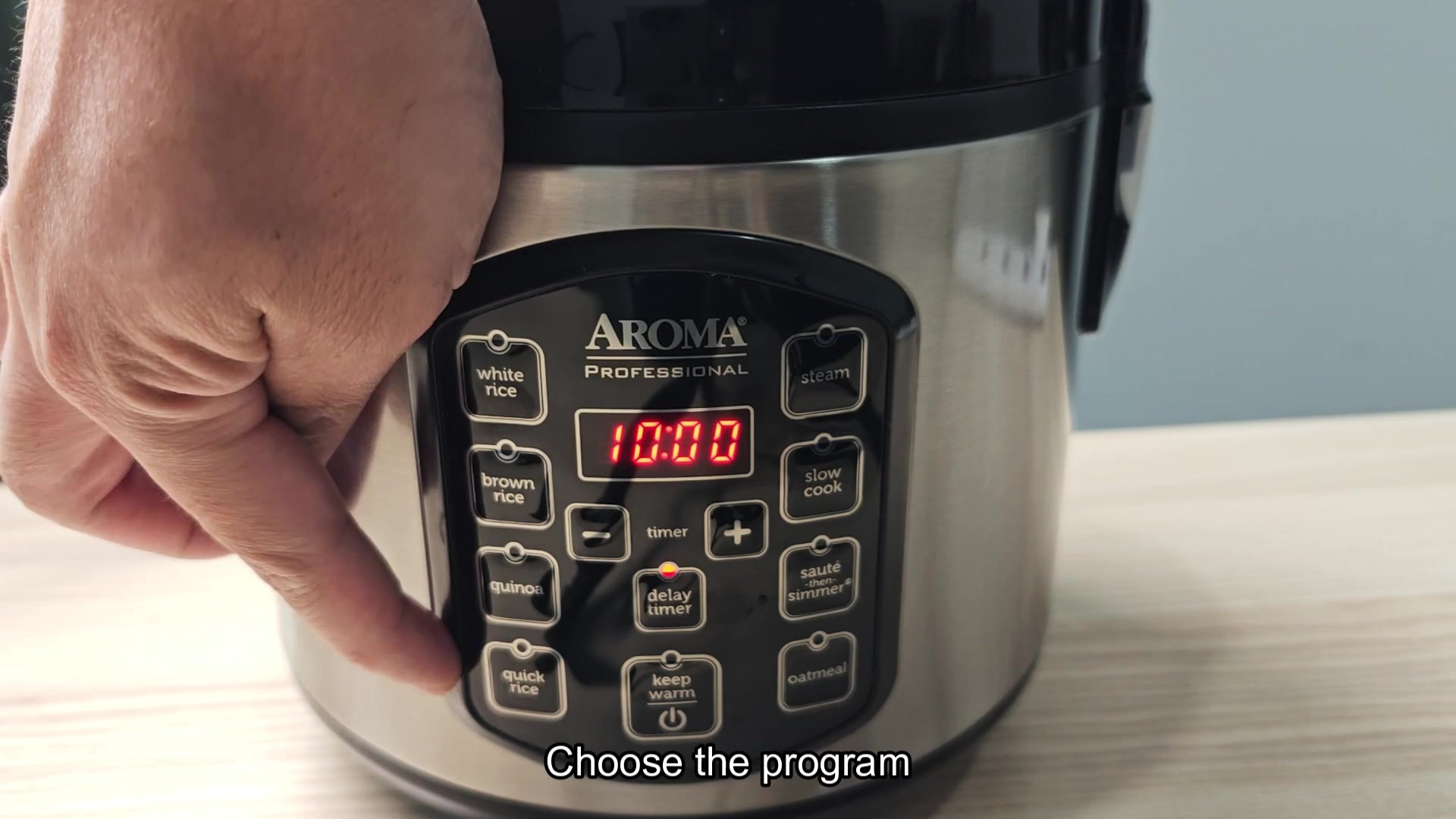 Choosing white rice program setting Choosing white rice program setting