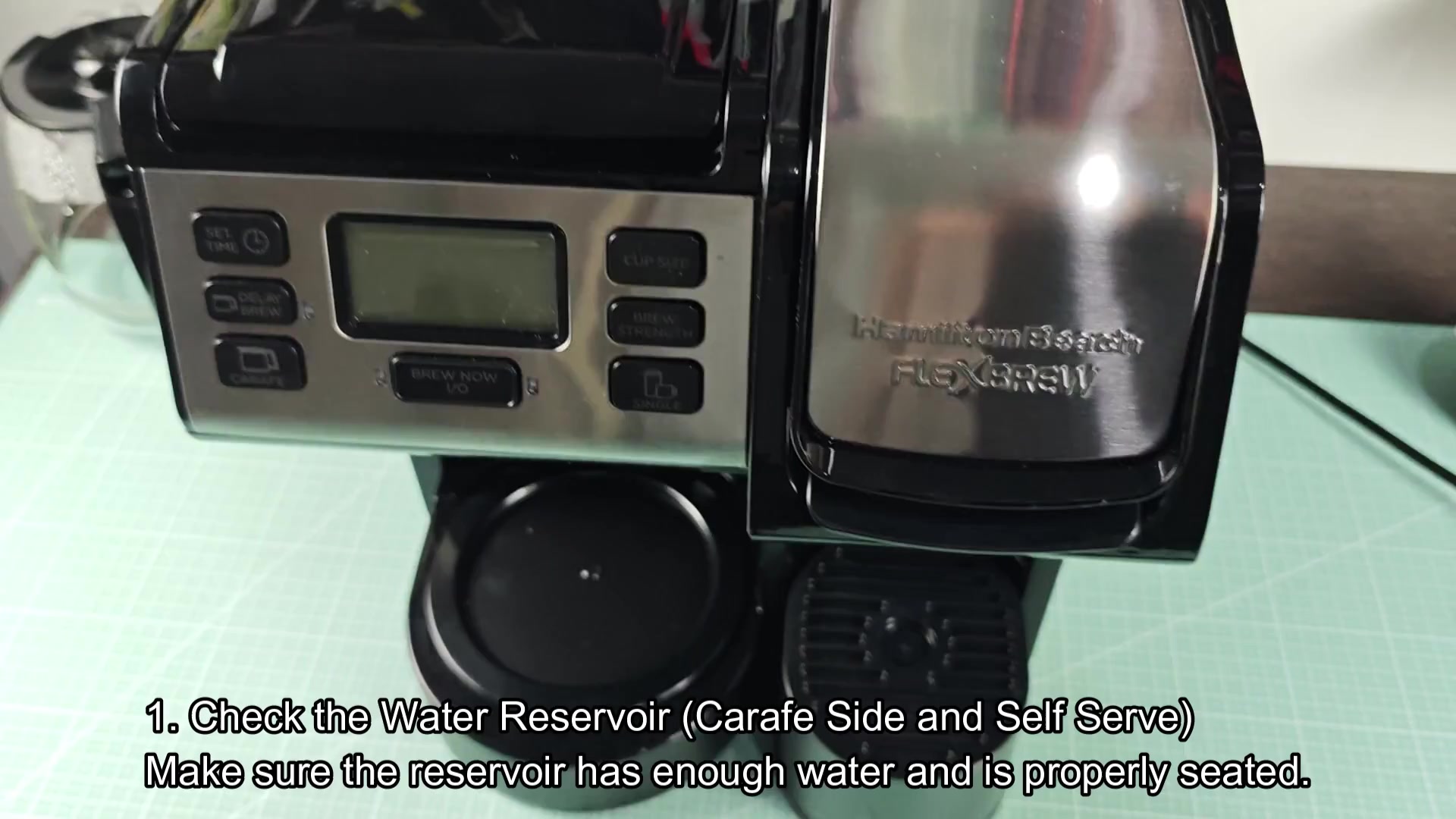 Coffee machine control panel and reservoir Coffee machine control panel and reservoir