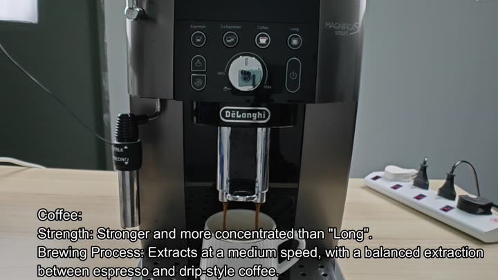 Coffee setting brewed stronger than Long Coffee setting brewed stronger than Long