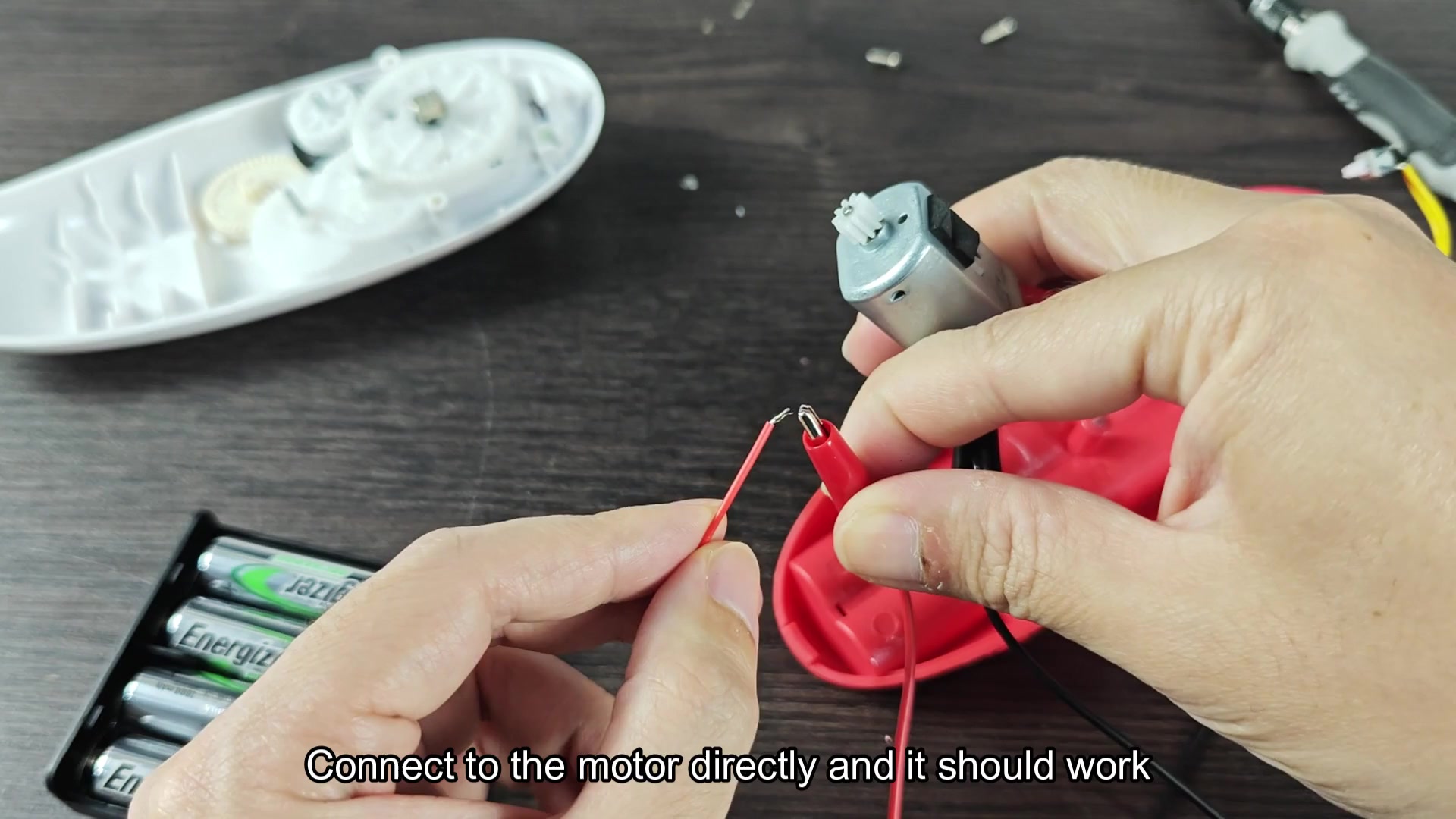 Connecting alligator clips to motor wires Connecting alligator clips to motor wires