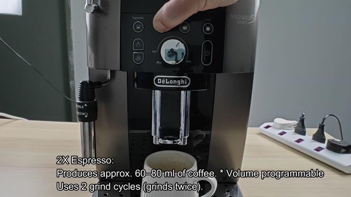 Double espresso grinds twice for volume Double espresso grinds twice for volume