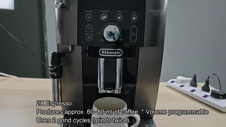 Double espresso uses two grind cycles Double espresso uses two grind cycles